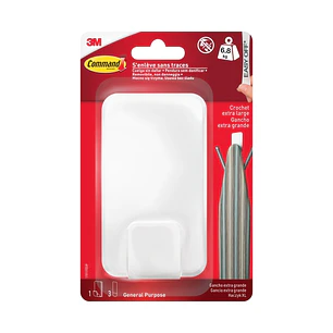 Command Gancho para Objetos Pesados - 3 Tiras Adhesivas - Extragrande - Soporta hasta 6.8kg - Color Blanco