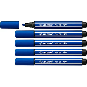 Stabilo Pen 68 MAX Rotulador - Punta de Fibra Biselada - Trazo entre 1-5mm aprox. - Tinta a Base de Agua - Color Azul Marino