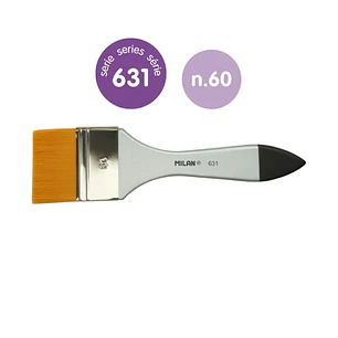 Milan 631 Premium Synthetic Paletina de 60mm - Pelo Sintetico - Mango de Madera Barnizada - Color Plata