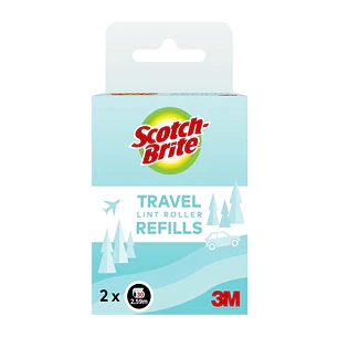 Scotch-Brite Recambios del Pack de 2 Rodillos Quitapelusas de Viaje - 30 Hojas por Rodillo - Color Negro