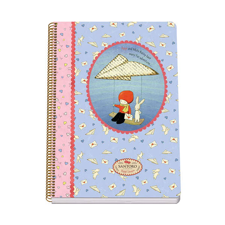 Dohe Santoro Poppi Loves Messenger Cuaderno Espiral Tapa Rigida - Tamaño Folio de 80 Hojas 90gr - Hojas con Cuadricula 4mm 1