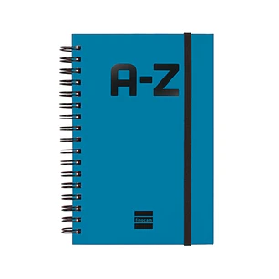 Finocam A-Z Indice Alfabetico - Formato 8º - 100x150mm - Tapas de Carton Forrado - Papel de 80g/m2 - Cierre con Goma Elastica - Espiral Doble Metalica
