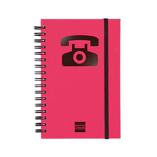 Finocam Phone Indice Telefonico - Formato 8º - 100x150mm - Tapas de Carton Forrado - Papel de 120g/m2 - Cierre con Goma Elastica - Espiral Doble Metal