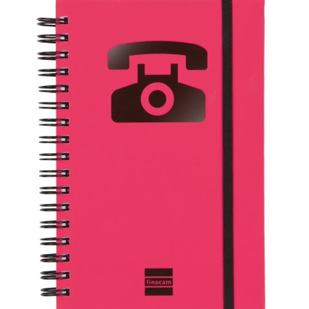Finocam Phone Indice Telefonico - Formato 8º - 100x150mm - Tapas de Carton Forrado - Papel de 120g/m2 - Cierre con Goma Elastica - Espiral Doble Metal 1