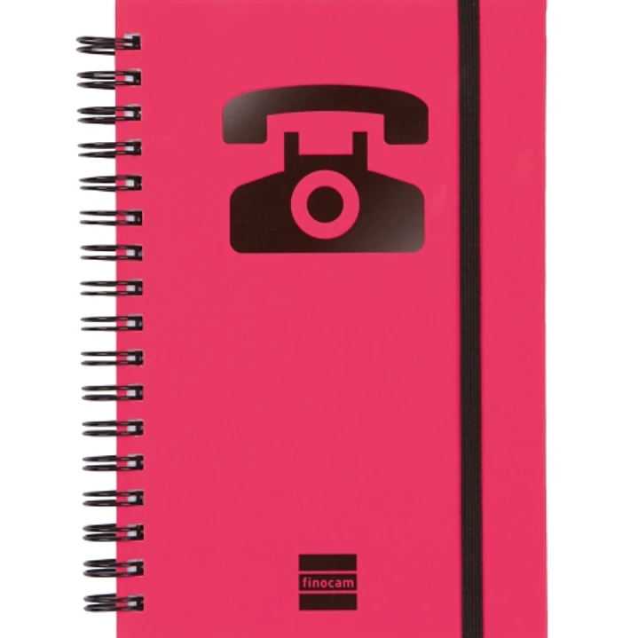 Finocam Phone Indice Telefonico - Formato 8º - 100x150mm - Tapas de Carton Forrado - Papel de 120g/m2 - Cierre con Goma Elastica - Espiral Doble Metal 1