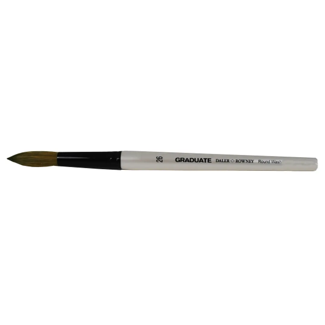 Daler Rowney Graduate Pincel Acuarela - Mezcla de Pelo de Pony y Sintetico - Mango Corto - Redondo Lavis Nº26 1