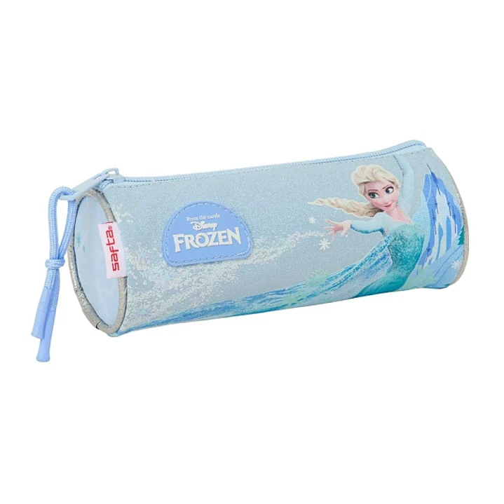 Safta Frozen Portatodo Redondo - Cremallera con Tirador - 20x7x7cm - Color Azul Pastel 1