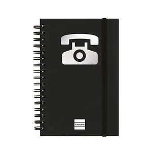 Finocam Phone Indice Telefonico - Formato 8º - 100x150mm - Tapas de Carton Forrado - Papel de 120g/m2 - Cierre con Goma Elastica - Espiral Doble Metal