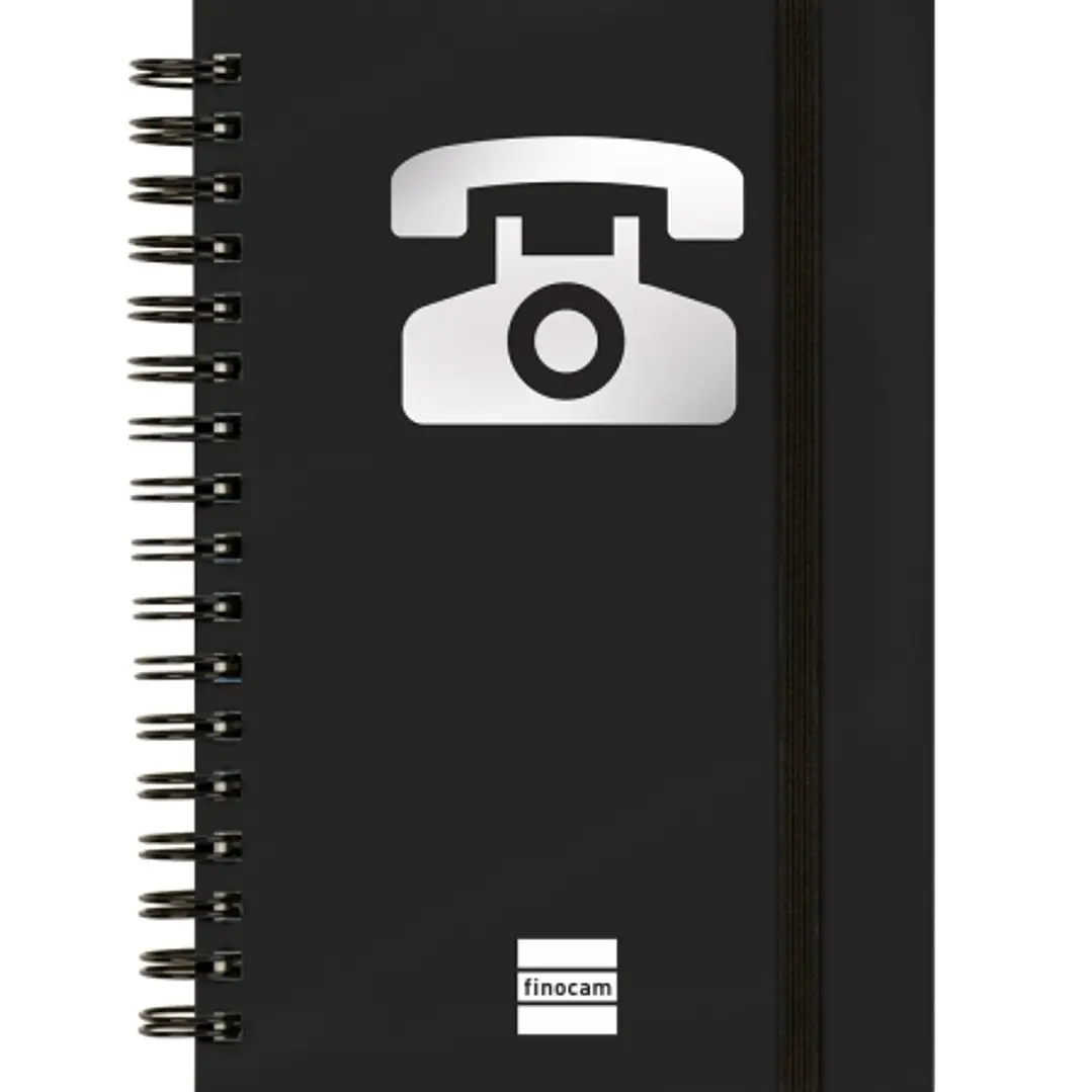 Finocam Phone Indice Telefonico - Formato 8º - 100x150mm - Tapas de Carton Forrado - Papel de 120g/m2 - Cierre con Goma Elastica - Espiral Doble Metal 1