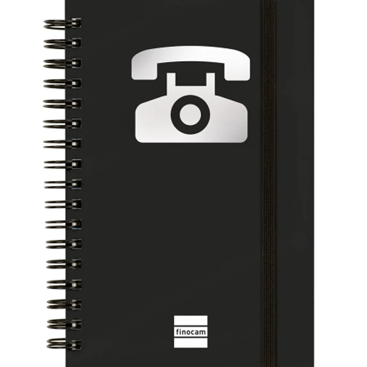 Finocam Phone Indice Telefonico - Formato 8º - 100x150mm - Tapas de Carton Forrado - Papel de 120g/m2 - Cierre con Goma Elastica - Espiral Doble Metal 1