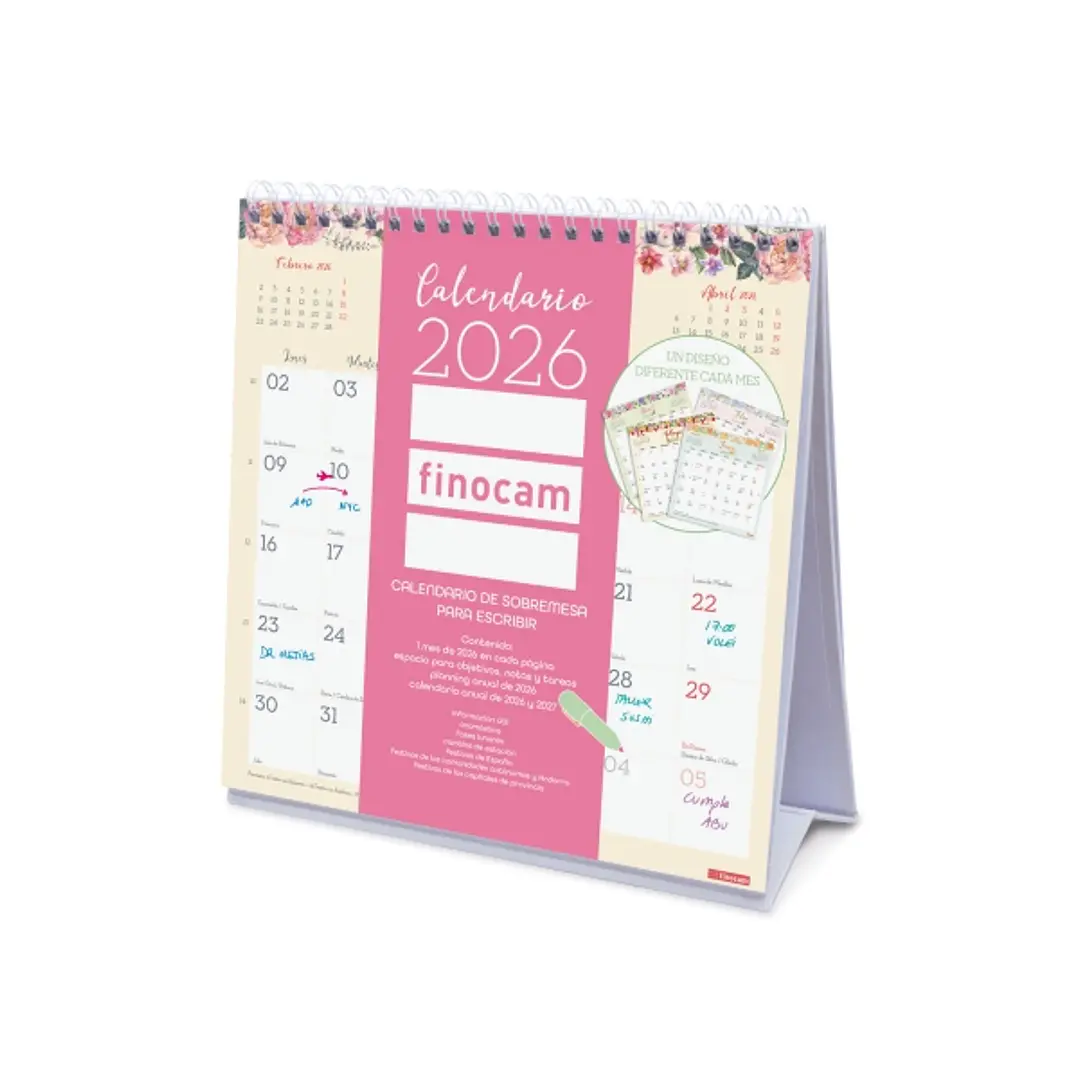 Finocam Design Calendario de Sobremesa - Anual 2026 - 190x70x205mm - Sobremesa - Color Surtidos 1