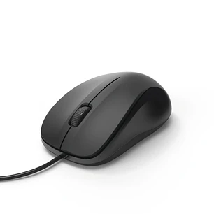 Hama Cm-300 Raton Optico 1200dpi - Cable 180cm - 3 Botones - Silencioso - Uso Ambidiestro - 5.8x3.7x10.3cm - Color Negro