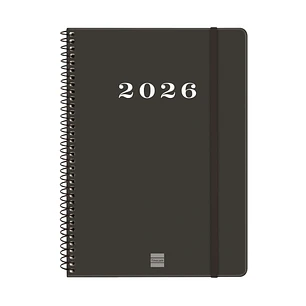 Finocam My Agenda de Espiral en Catalan - Anual 2026 - Tapa Dura Antirayaduras - Formato E10 - 171x9x212mm - Semana Vista Horizontal - Color Negro