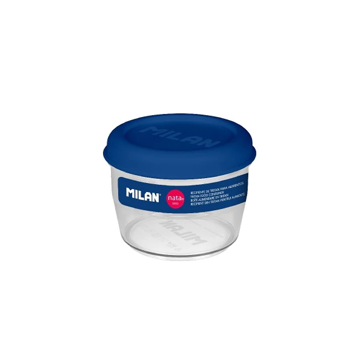 Milan Coleccion Nata 624 Fiambrera Hermetica de Tritan Redonda 0.5L - Apta para Microondas, Lavavajillas y Congelador - Libre de BPA - Medidas 12 Ø x  1