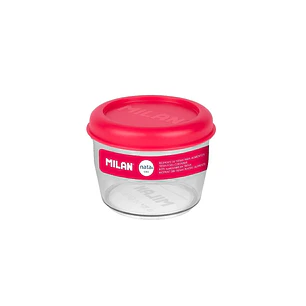 Milan Coleccion Nata 624 Fiambrera Hermetica de Tritan Redonda 0.5L - Apta para Microondas, Lavavajillas y Congelador - Libre de BPA - Medidas 12 Ø x 