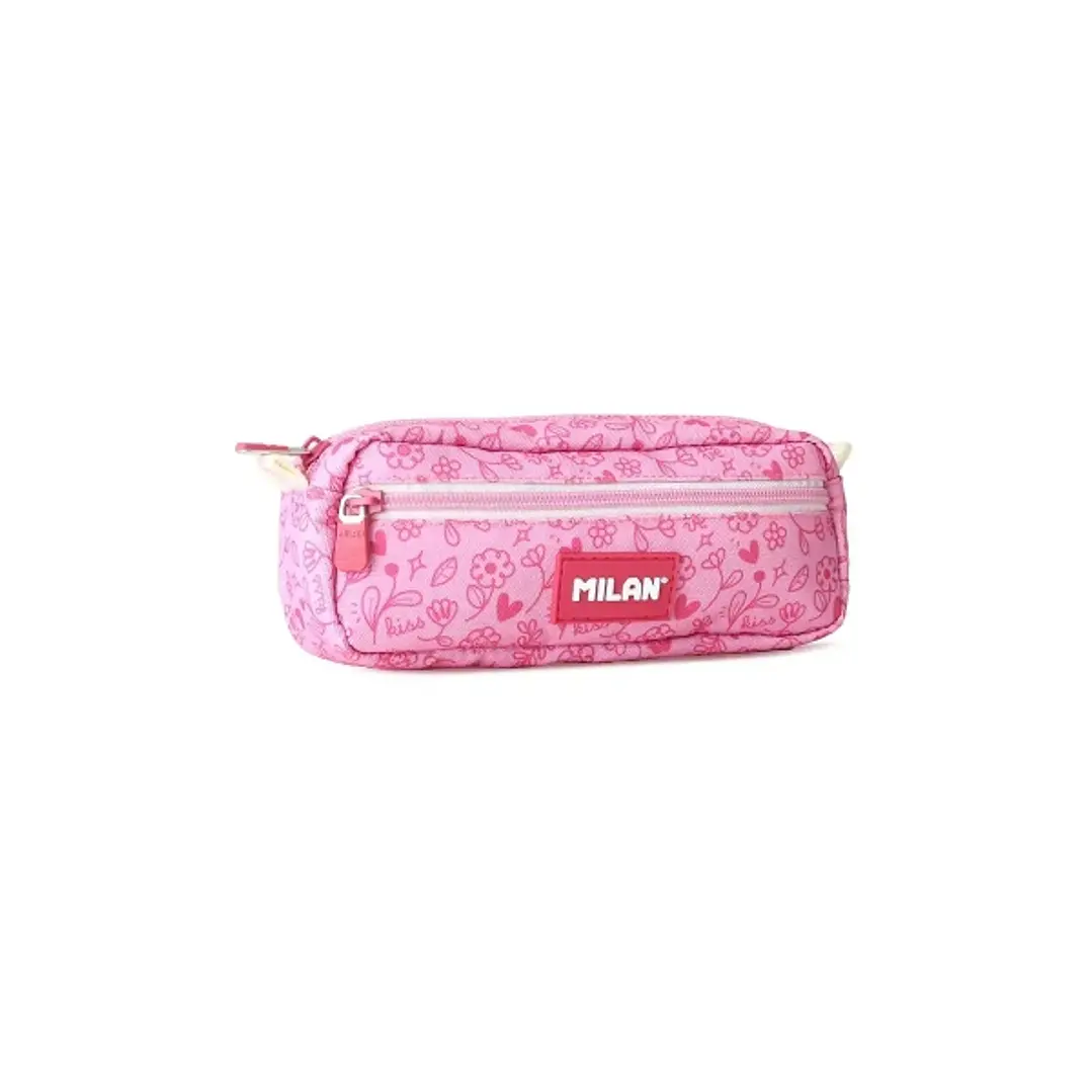 Milan Pink Flowers Portatodo Rectangular - 2 Compartimentos con Cremallera 1