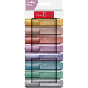 Faber-Castell Textliner 46 Pack de 8 Marcadores Metalizados - Punta Biselada - Trazo entre 1mm y 5mm - Tinta con Base de Agua - Colores Pastel Surtido