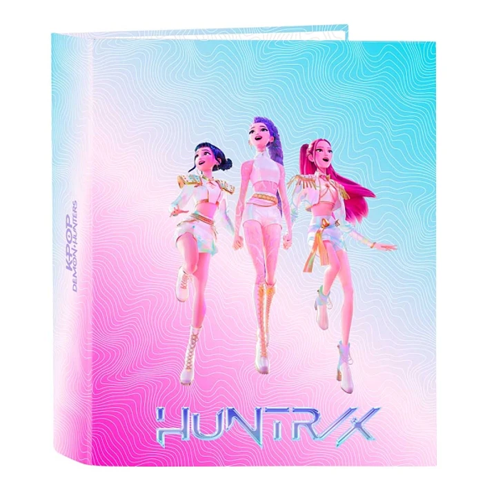 Safta K-Pop Demon Hunters Carpeta de 4 Anillas de 40mm - Formato Folio - Tapas Duras Forradas - Lomo Ancho - 27x33x6cm - Multicolor 1