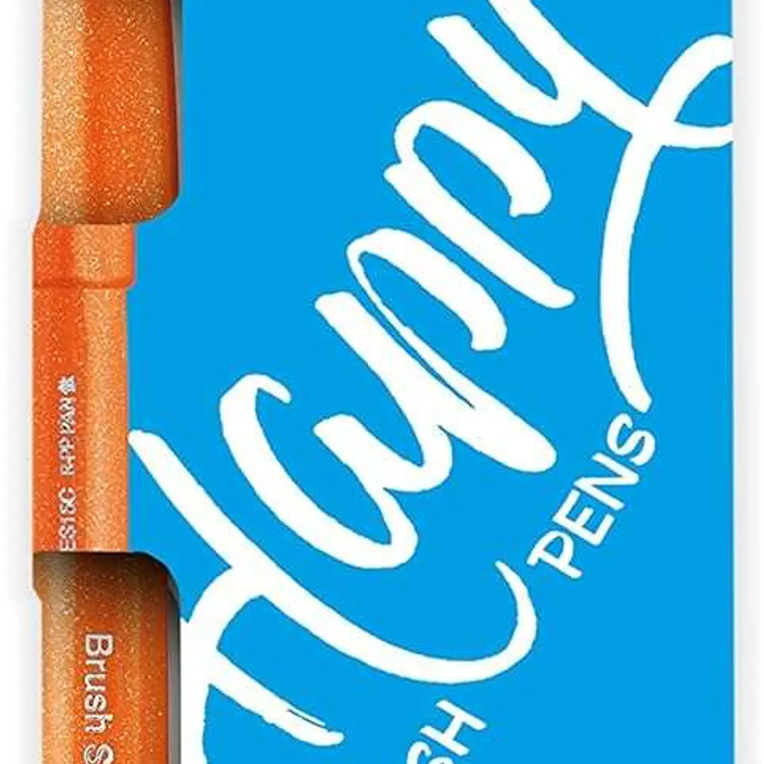 Pentel Brush Sing Pen Happy Pack de 4 Rotuladores con Punta de Pincel - Lineas Finas o Gruesas dependiendo de la Presion - Fabricados con 81% de Plast 1