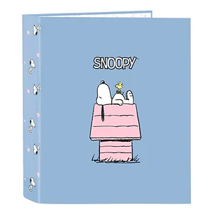 Safta Snoopy Carpeta con 4 Anillas 40mm - Tapas Duras Forradas - Formato Folio - 270x60x330mm - Color Azul