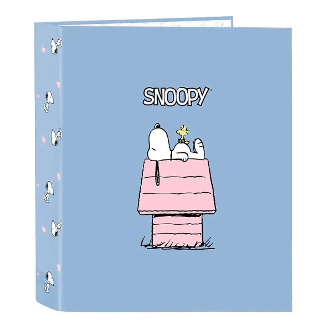 Safta Snoopy Carpeta con 4 Anillas 40mm - Tapas Duras Forradas - Formato Folio - 270x60x330mm - Color Azul 1
