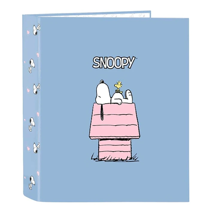 Safta Snoopy Carpeta con 4 Anillas 40mm - Tapas Duras Forradas - Formato Folio - 270x60x330mm - Color Azul 1