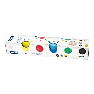 Milan Pack de 6 Tarros de Pintura para Dedos - 40ml por Unidad - Mezclable - Lavable - Colores Surtidos