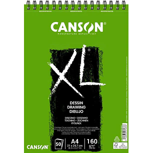 Canson XL Dessin Ligero Bloc de Dibujo con 50 Hojas A4 - Espiral Microperforado - 21x29.7cm - 160g - Color Blanco