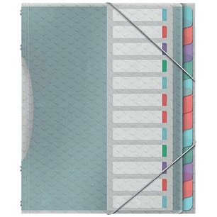 Esselte Colour'Breeze Clasificador con 12 Pestañas Multicolor - Para Formato A4 - 3 Solapas en la Contraportada - Polpropileno en Relieve - Cierre con