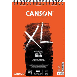 Canson XL Bloc de Croquis con 120 Hojas A4 - Espiral Microperforado - 21x29.7cm - 90g - Color Marfil