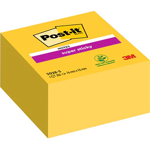 Post-It Super Sticky Cubo de 350 Notas Adhesivas Reposicionables - 76x76mm - 100% PEFC - Color Amarillo