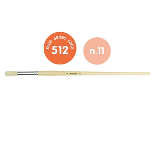 Milan 512 Pack de 4 Pinceles Redondos para Oleo Numero 11 - Bolsa con Colgador - Cerda Natural - Color Madera Claro