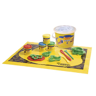 Jovi Soft Dough Blandiver Cubo 4 Botes 50gr + Accesorios - Blanda y Flexible - Facil de Amasar y Moldear - Ideal para Iniciacion al Modelaje - Color V