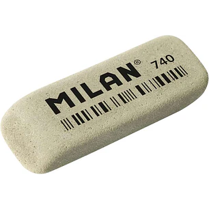 Milan 740G Goma de Borrar Abrasiva Biselada - Flexible - Miga de Pan - Caucho - Color Gris