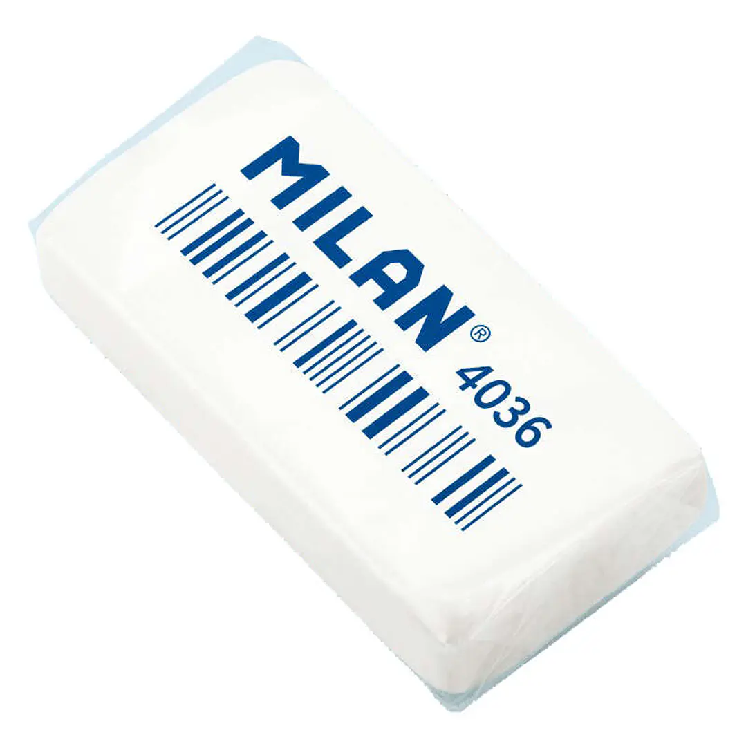 Milan 4036 Goma de Borrar Rectangular - Miga de Pan - Caucho Sintetico - Envuelta Individualmente - Color Blanco 1