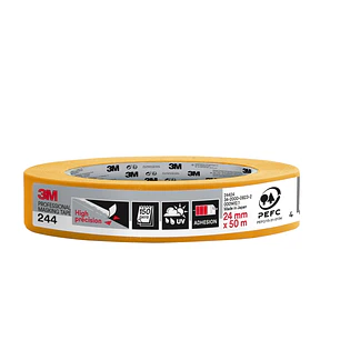 3M Cinta de Enmascarar Profesional - Multisuperficie - 24mm x 50m - 100% PEFC - Color Amarillo