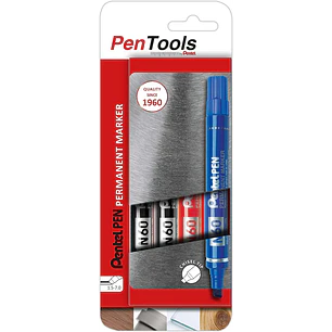Pentel PenTools Pack de 4 Rotuladores Permanentes Industriales Pentel Pen N60 - Punta Biselada Resistente y Duradera - Trazo 1,5-7mm - Resistente a Ag