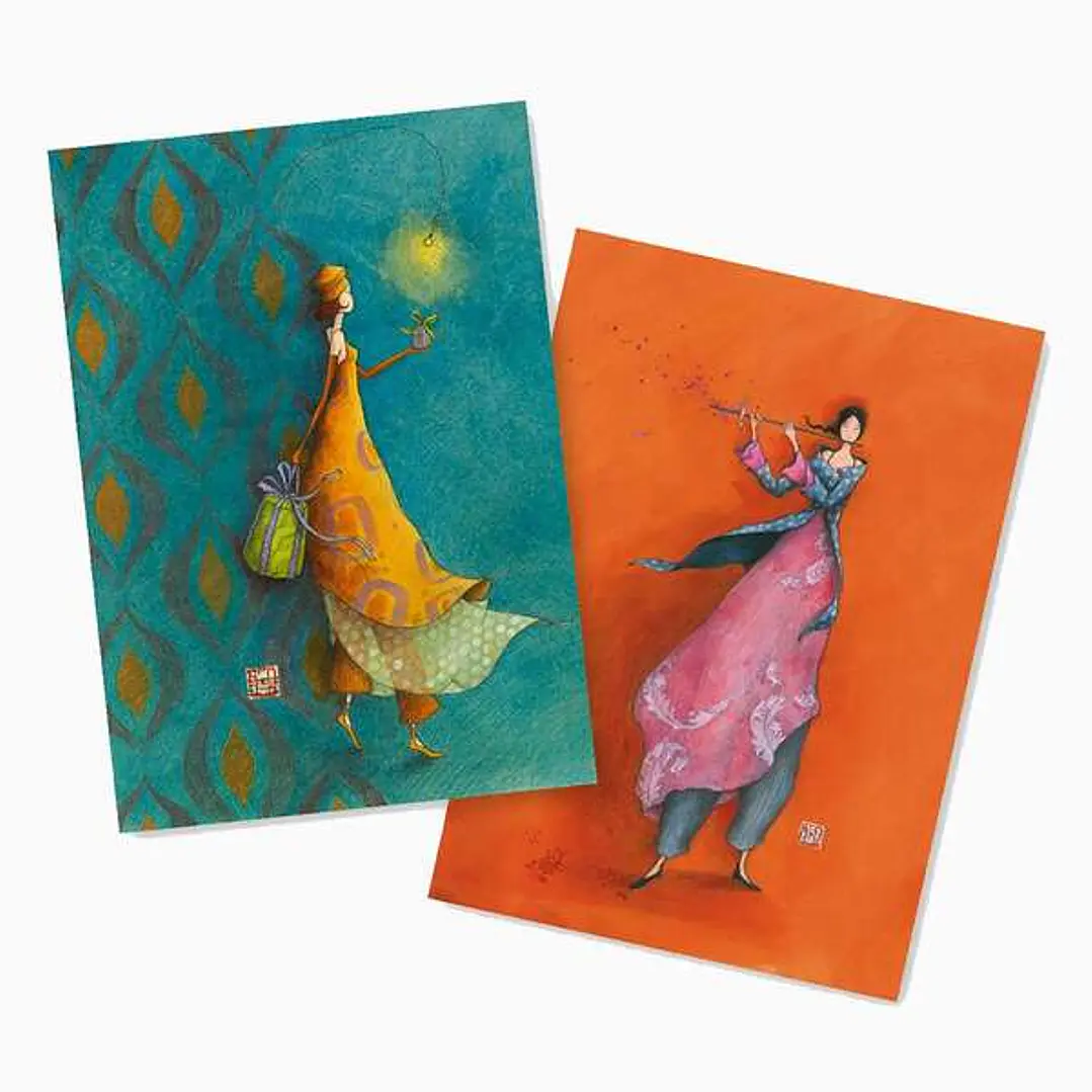 Pictura Aquarupella Gaëlle Boissonnard Pack de 2 Cuadernos A6 48 Paginas - Uno con Cuadricula y el otro Liso - Tamaño 10.5x15cm - Tapa con Acabado en  1