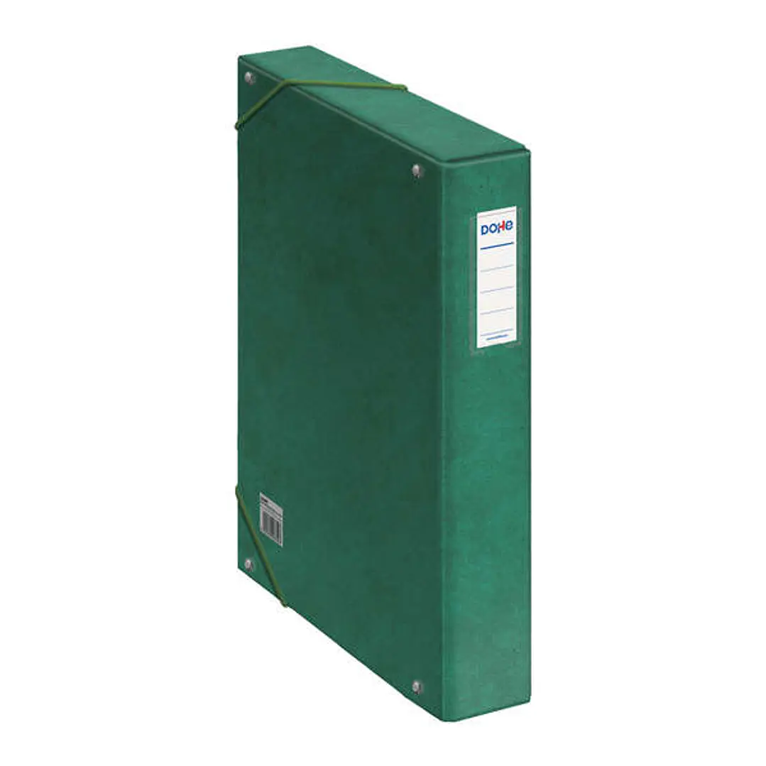 Dohe Caja para Proyectos Lomo 5cm - Carton Forrado con Papel Impreso y Plastificado - Cierre con Gomas - Color Verde 1