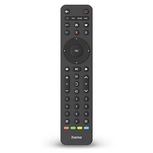 Hama Mando a Distancia para TV - Universal - Alcance 10m - 43 Botones - Acceso Directo a Plataformas de Streaming - Permite 4 Dispositivos Simultaneos