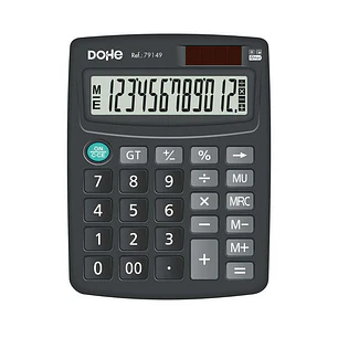 Dohe Calculadora Electronica de Sobremesa - Pantalla LCD de 12 Digitos - Alimentacion Solar y a Pilas - Teclas de Gran Tamaño