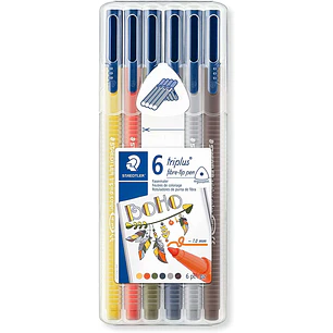 Staedtler Triplus Color 323 Pack de 6 Rotuladores de Punta Fina - Trazo 1mm Aprox - Tinta Base de Agua - Colores Surtidos