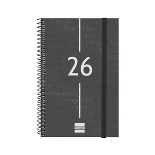 Finocam Year Agenda de Espiral en Catalan - Anual 2026 - Tapa Ligera - Formato E5 - 217x14x297mm - Semana Vista Horizontal - Color Negro
