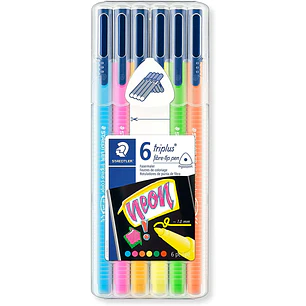 Staedtler Triplus Color 323 Pack de 6 Rotuladores de Punta Fina - Trazo 1mm Aprox - Tinta Base de Agua - Colores Surtidos
