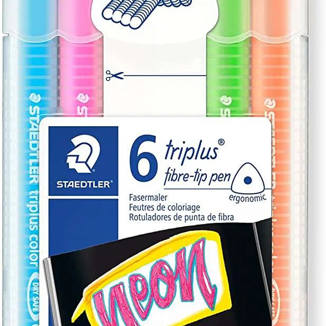 Staedtler Triplus Color 323 Pack de 6 Rotuladores de Punta Fina - Trazo 1mm Aprox - Tinta Base de Agua - Colores Surtidos 1