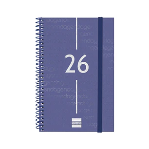 Finocam Year Agenda de Espiral en Catalan - Anual 2026 - Tapa Ligera - Formato E5 - 217x14x297mm - Semana Vista Horizontal - Color Azul