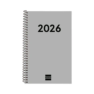 Finocam Espiral Recambio Anual 2026 para Agendas Duo en Catalan - Anual 2026 - Formato E5 - 125x14x181mm - Semana Vista Horizontal - Color Gris Claro