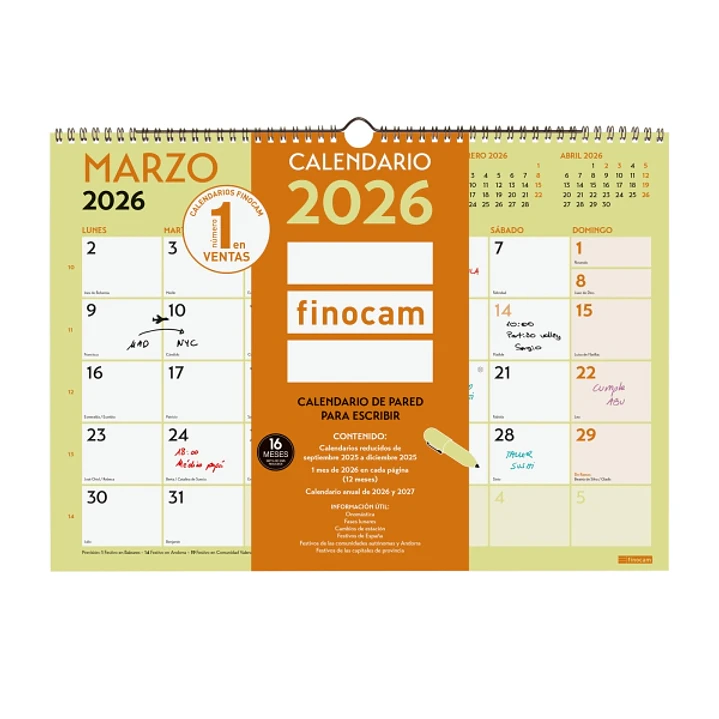 Finocam Grafik Calendario de Pared - Anual 2026 - 420x10x300mm - Espacio para Escribir - Color Surtidos 1