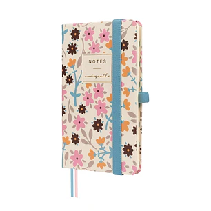 Finocam Moniquilla Cuaderno de Tapa Dura - 72 Hojas - 90x150mm - Papel Crema de 80g/m2 - Liso - Bolsillo Interior - Cierre con Goma - Hojas Microperfo