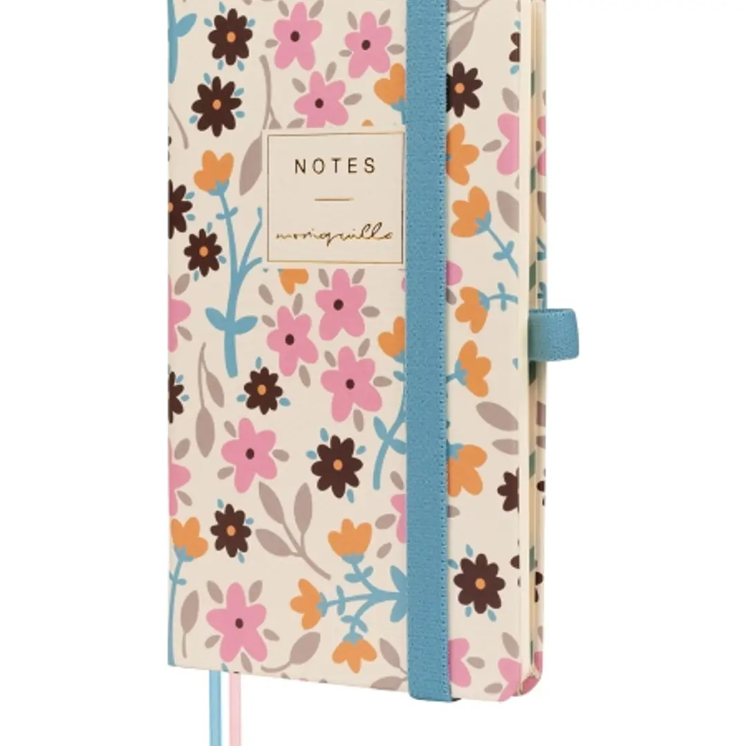 Finocam Moniquilla Cuaderno de Tapa Dura - 72 Hojas - 90x150mm - Papel Crema de 80g/m2 - Liso - Bolsillo Interior - Cierre con Goma - Hojas Microperfo 1